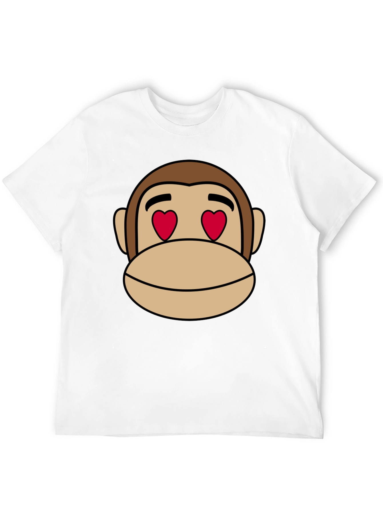 Monkey Face Heart Eyes T-Shirt - Black Cotton