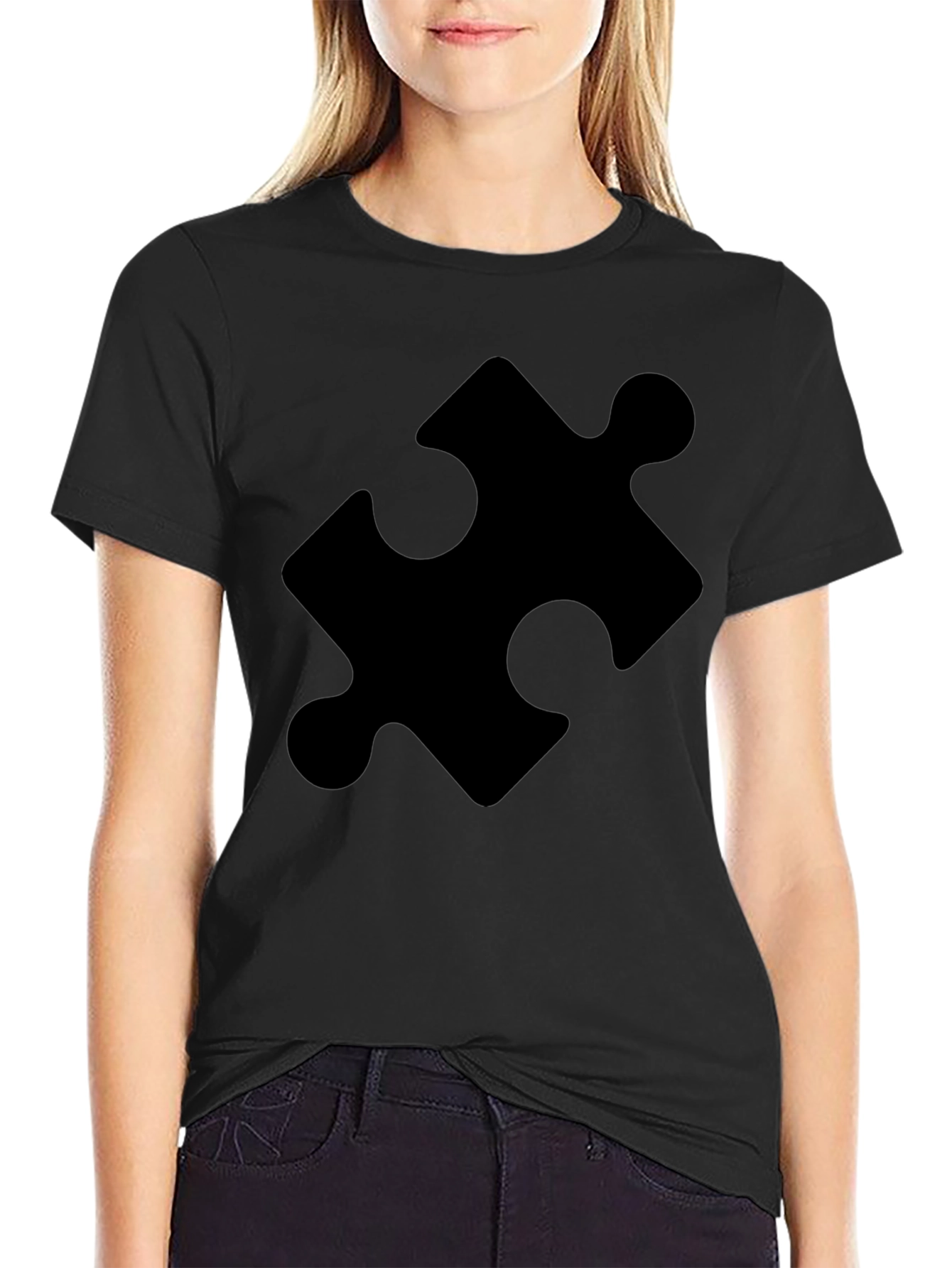 Puzzle Piece Graphic Tee - Classic Black Cotton T-Shirt