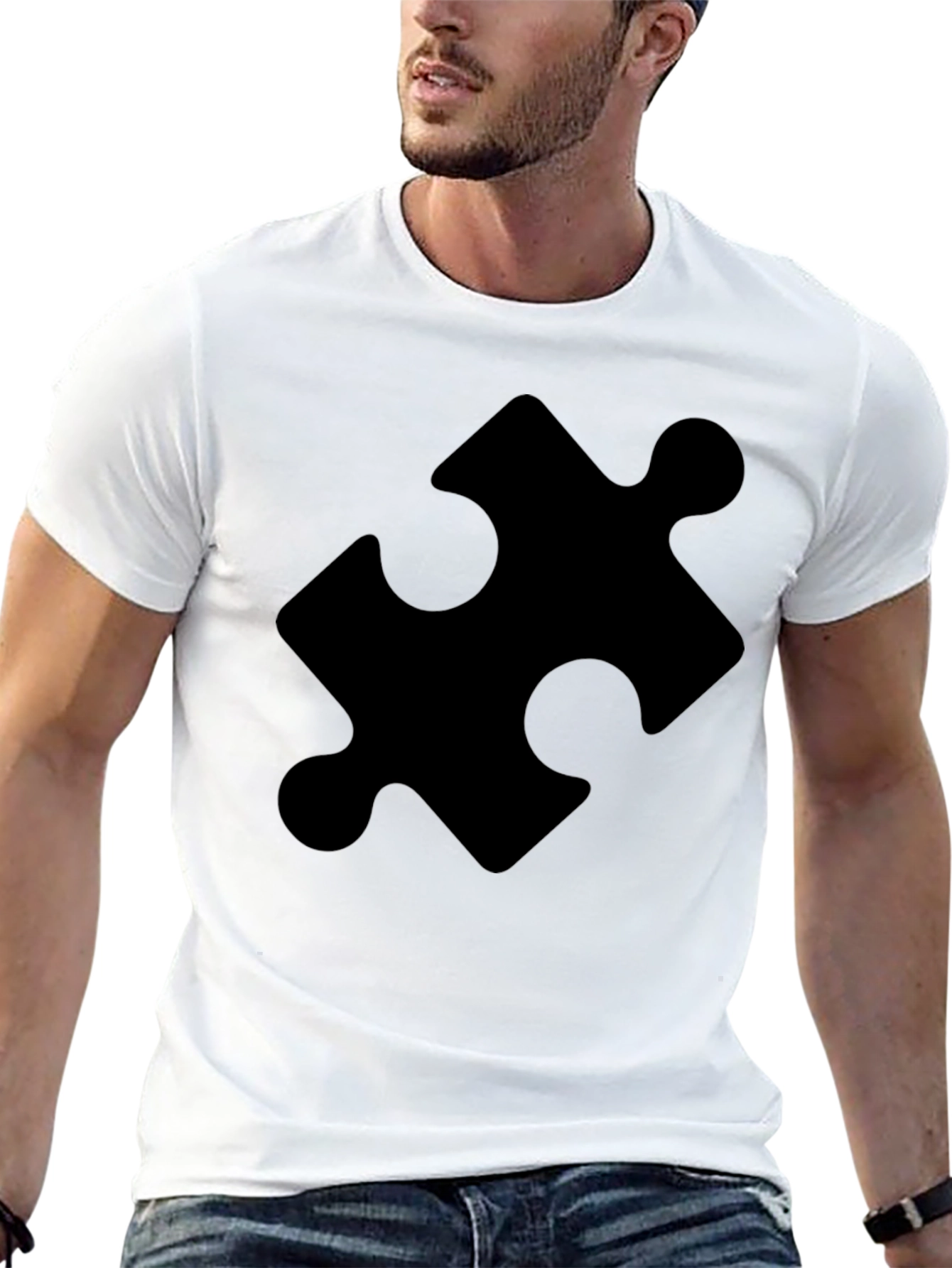 Puzzle Piece Graphic Tee - Classic Black Cotton T-Shirt