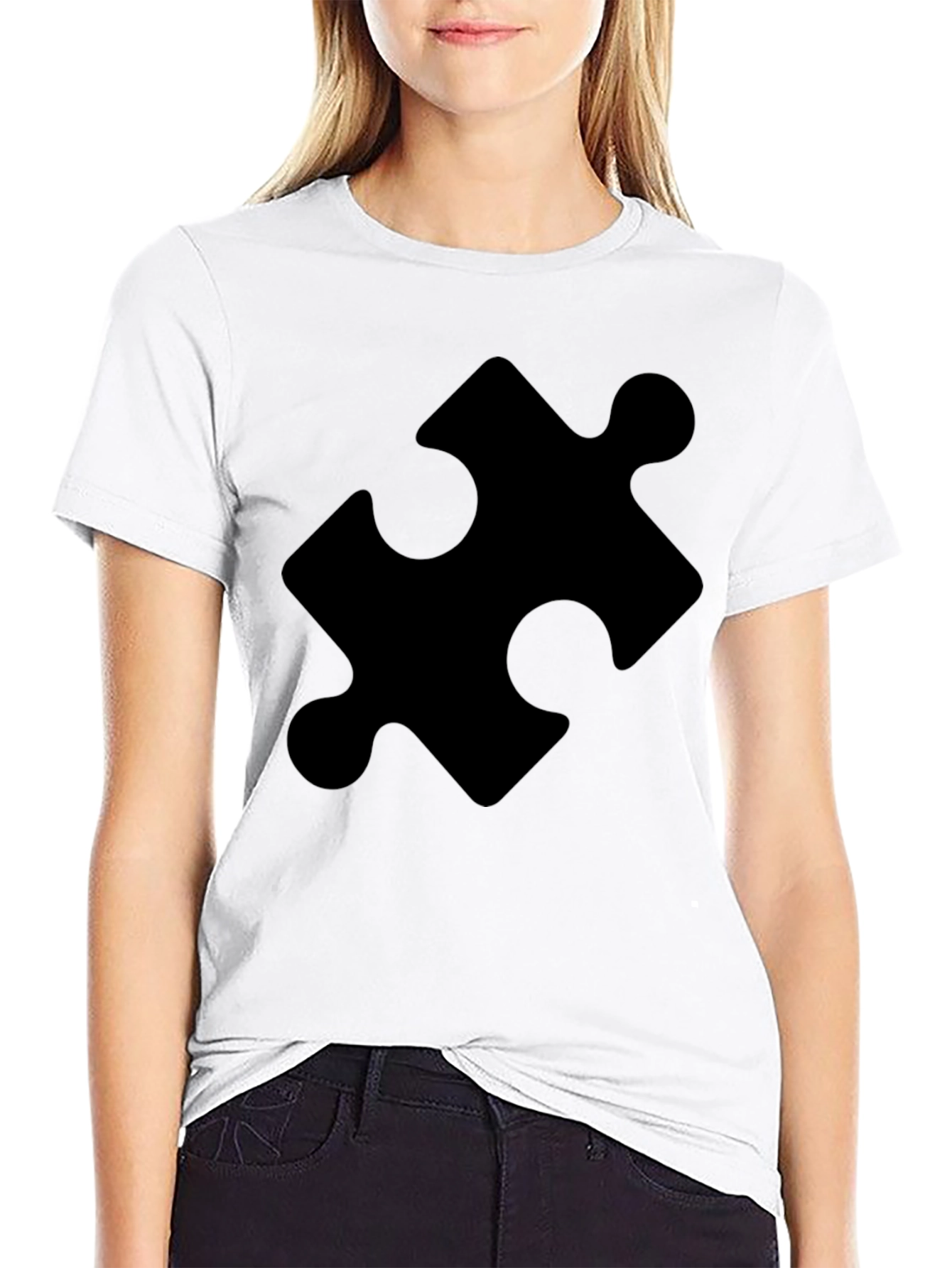 Puzzle Piece Graphic Tee - Classic Black Cotton T-Shirt