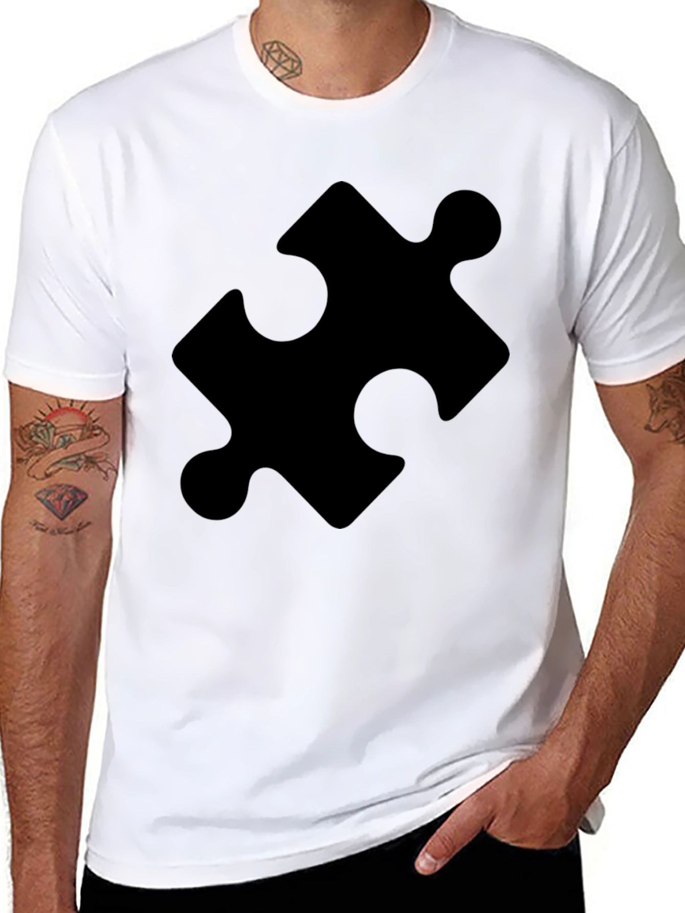 Puzzle Piece Graphic Tee - Classic Black Cotton T-Shirt