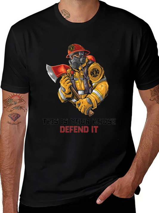 Firefighter Protect Our House Graphic T-Shirt
