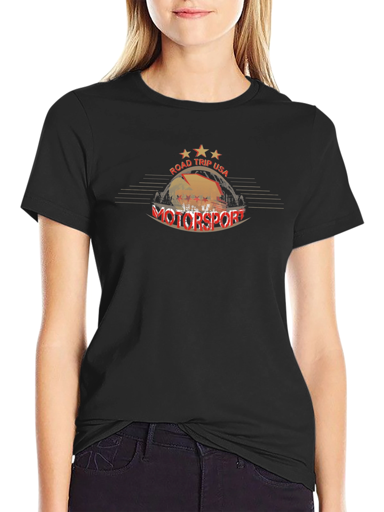 Road Trip USA Motorsport Black Graphic Tee