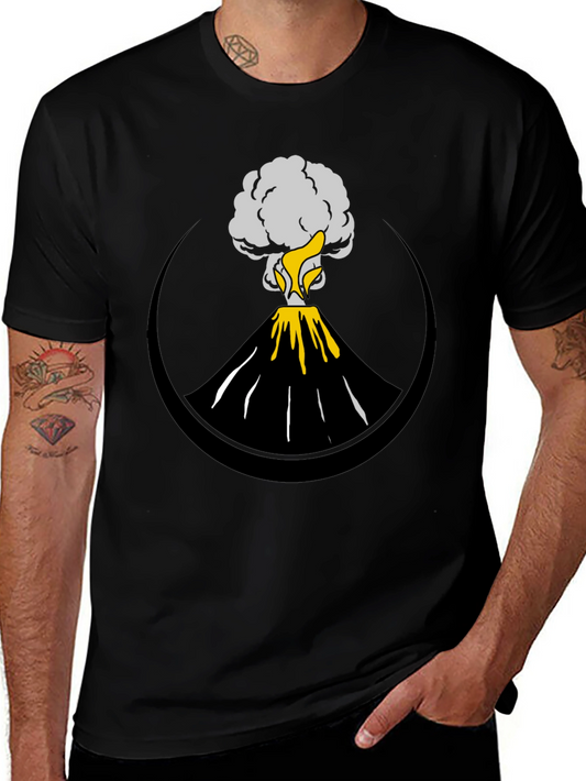 Volcano Eruption Graphic Tee - Black Cotton Comfort