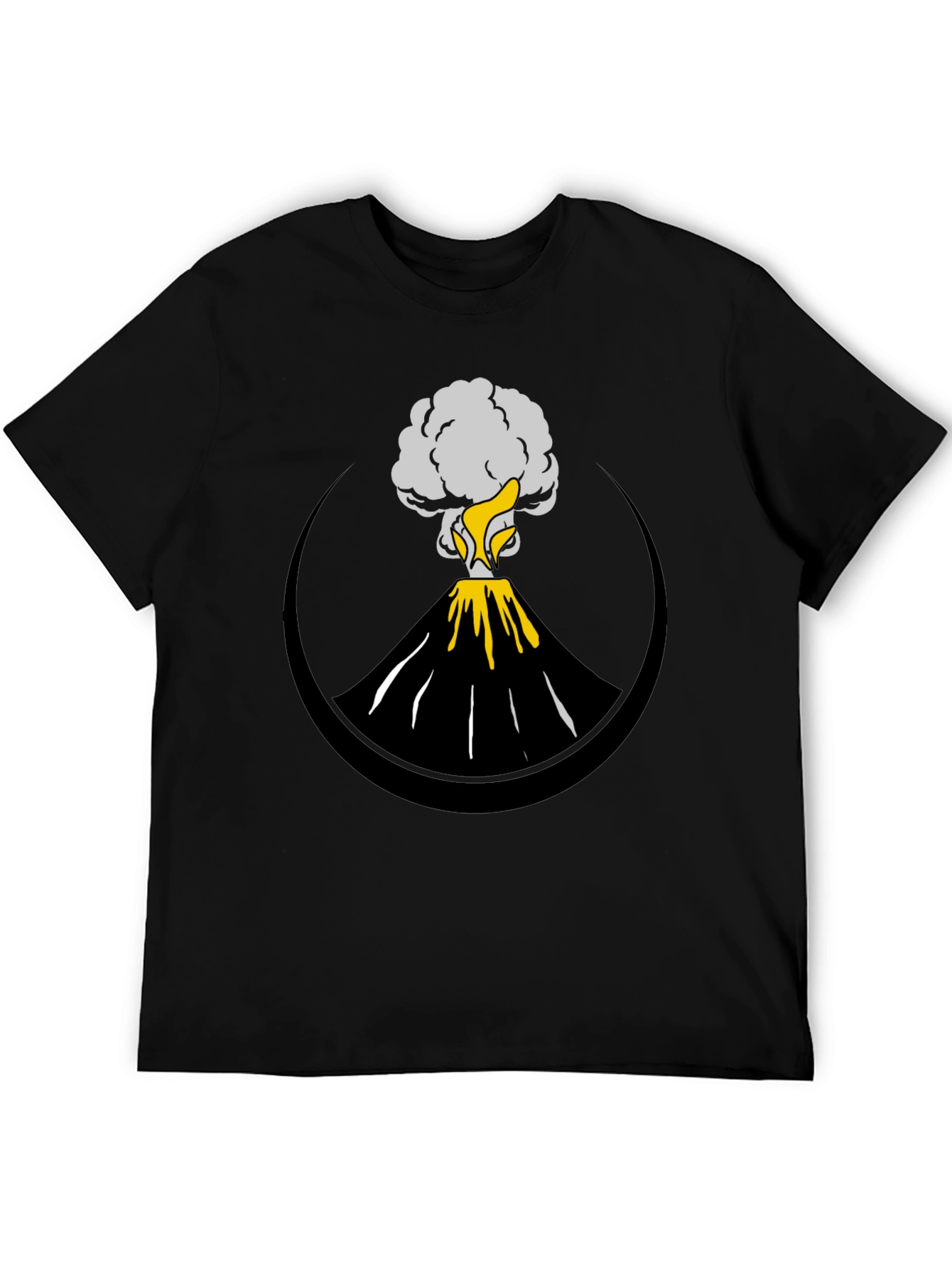 Volcano Eruption Graphic Tee - Black Cotton Comfort