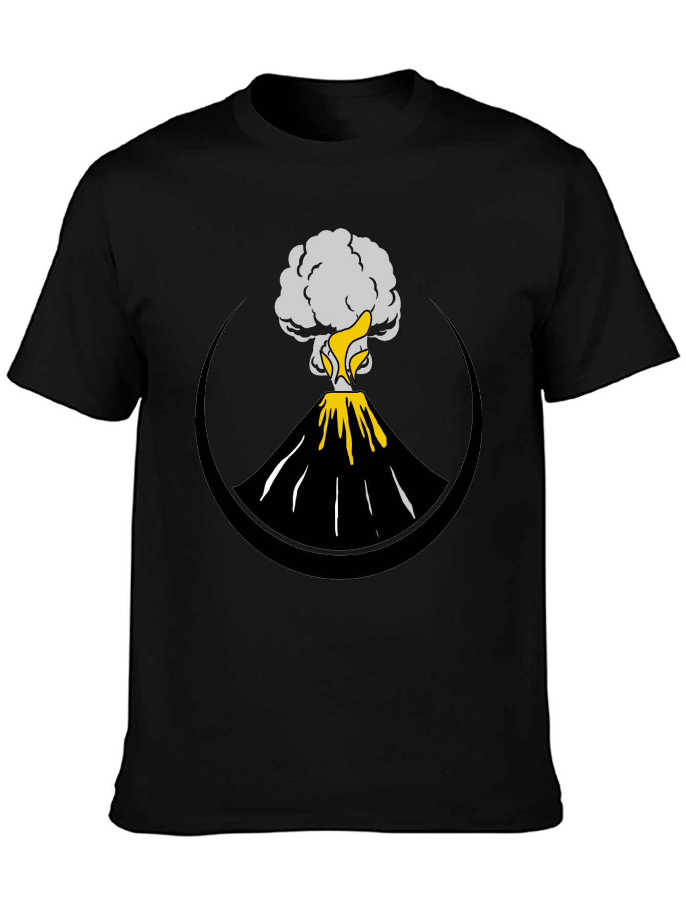 Volcano Eruption Graphic Tee - Black Cotton Comfort