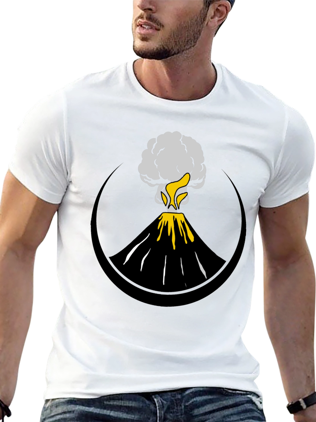 Volcano Eruption Graphic Tee - Black Cotton Comfort