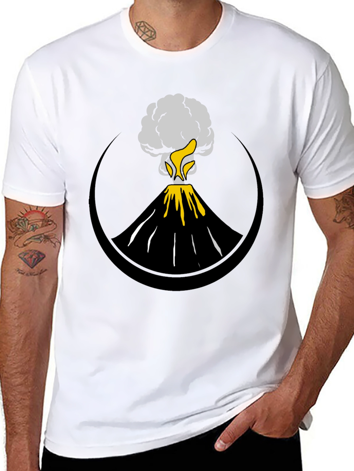 Volcano Eruption Graphic Tee - Black Cotton Comfort