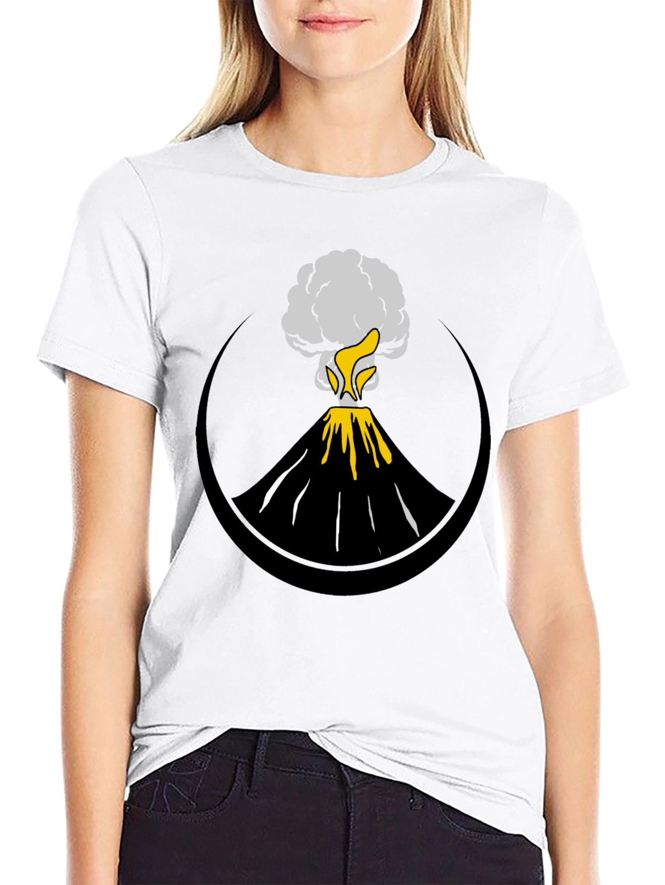 Volcano Eruption Graphic Tee - Black Cotton Comfort