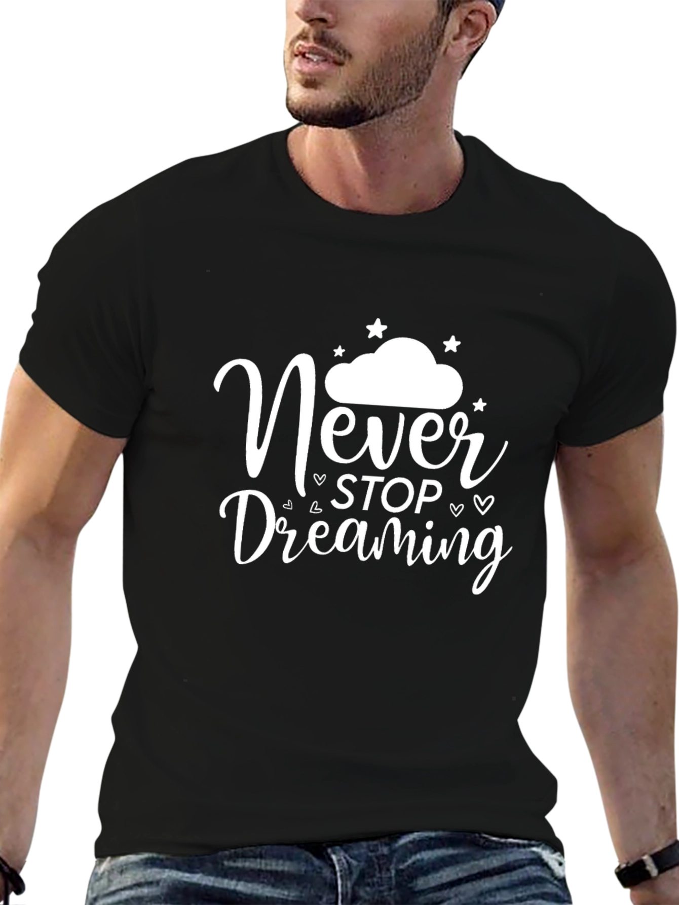 Dream Big: Black T-Shirt with Inspirational Quote