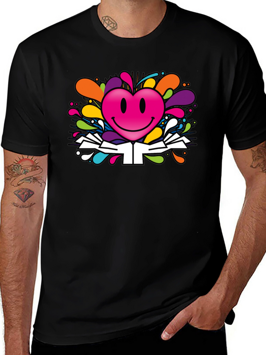 Smiley Heart Graphic Tee - Colorful Fun Design