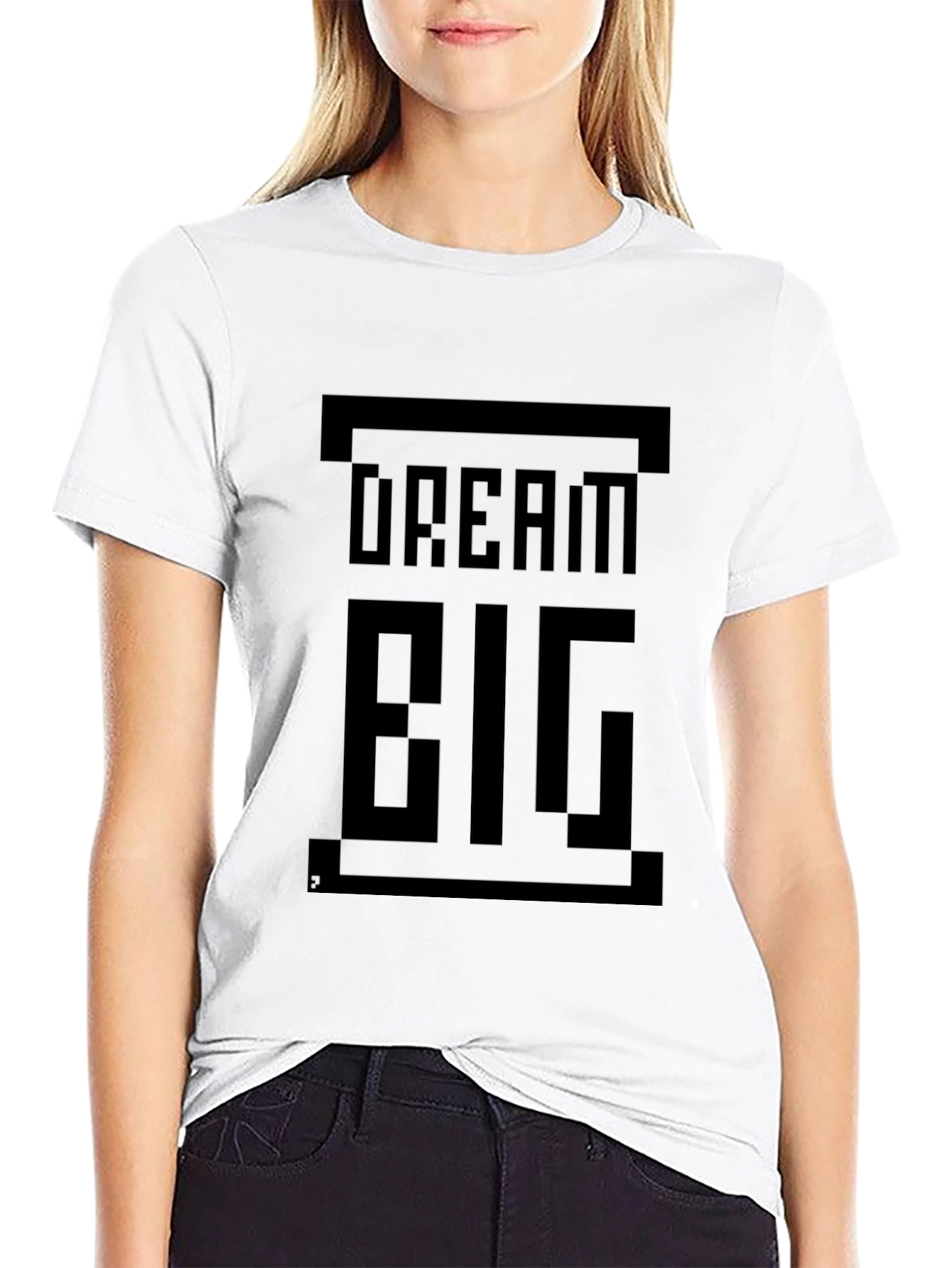 Dream Big Pixelated Graphic T-Shirt - Black