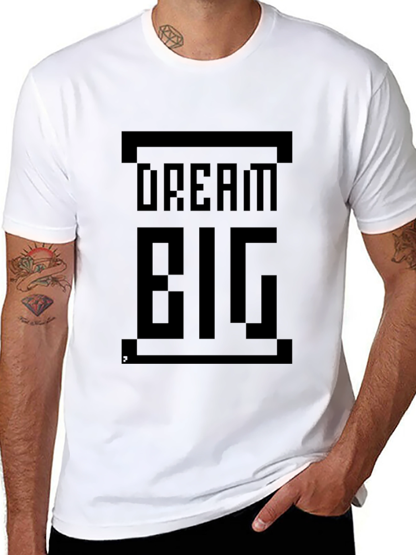 Dream Big Pixelated Graphic T-Shirt - Black