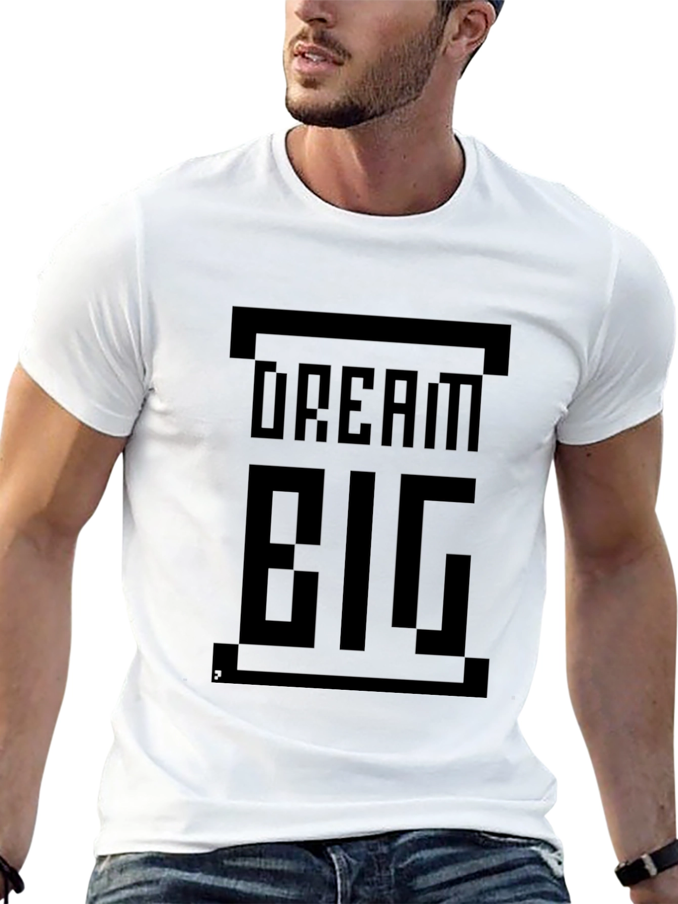 Dream Big Pixelated Graphic T-Shirt - Black