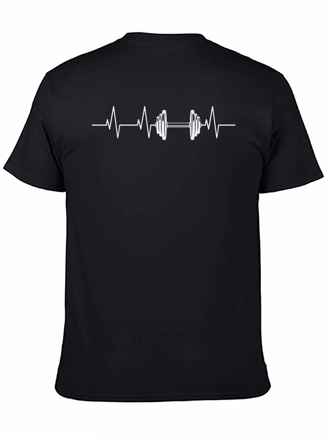 Heartbeat Dumbbell Graphic Tee - Black Cotton Gym Shirt