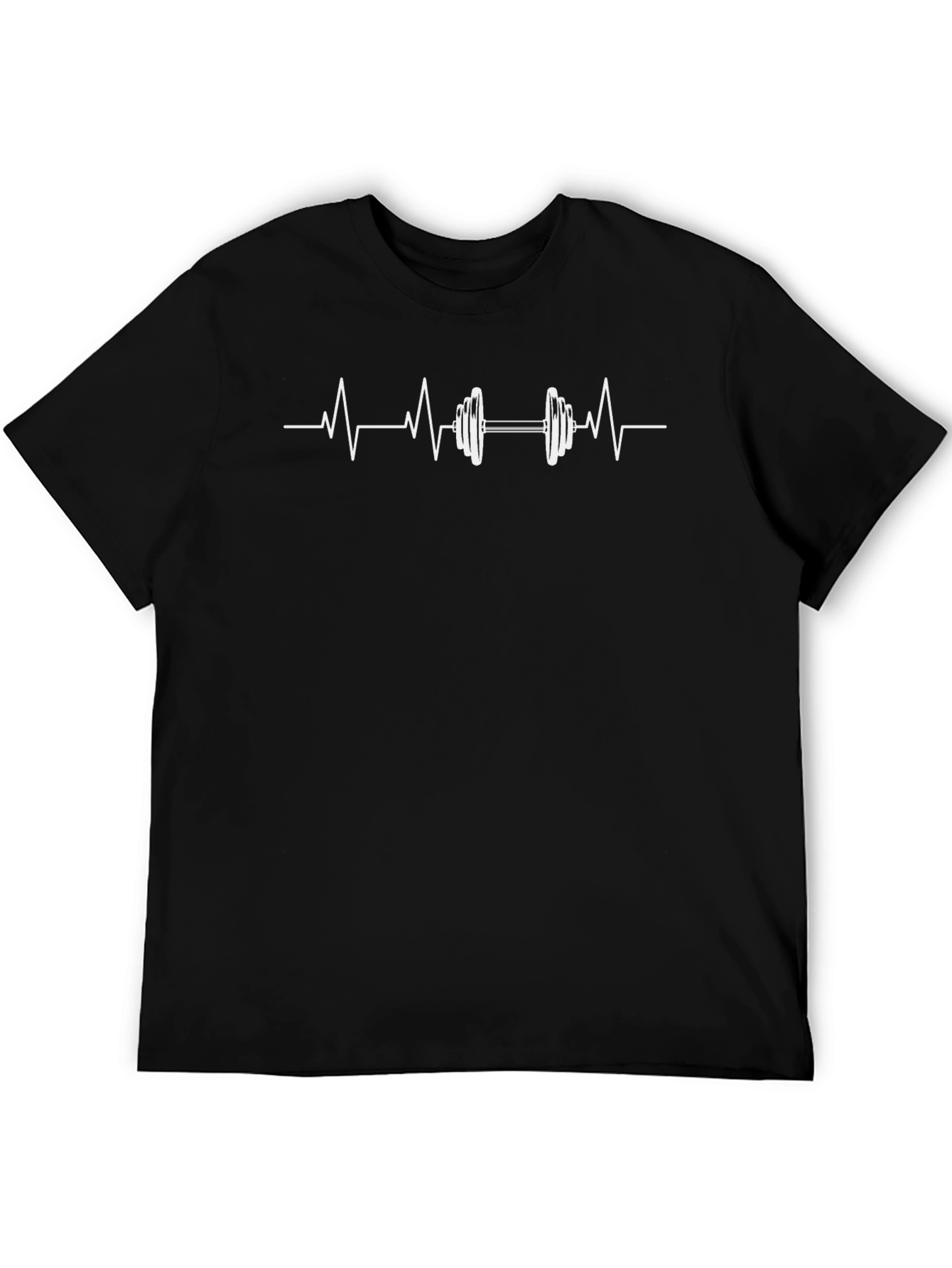Heartbeat Dumbbell Graphic Tee - Black Cotton Gym Shirt