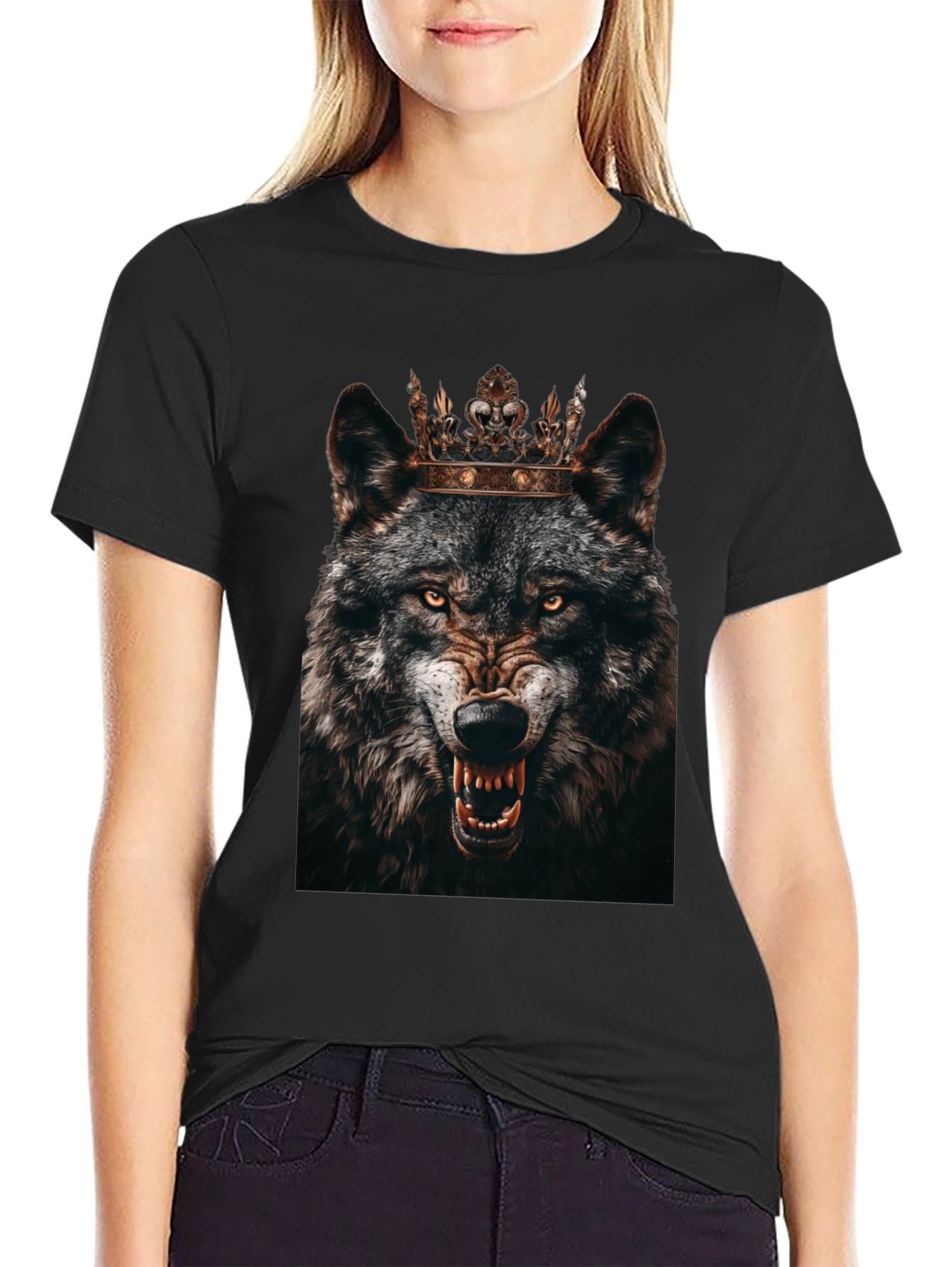 Wolf King Graphic T-Shirt - Black