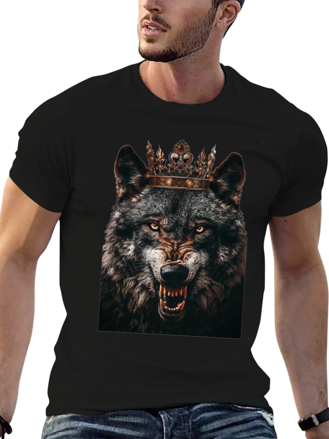 Wolf King Graphic T-Shirt - Black