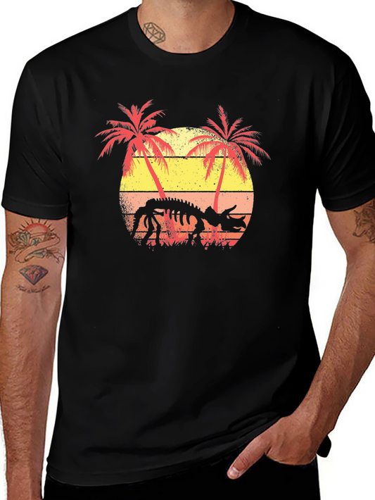 Dinosaur Skeleton Sunset T-Shirt