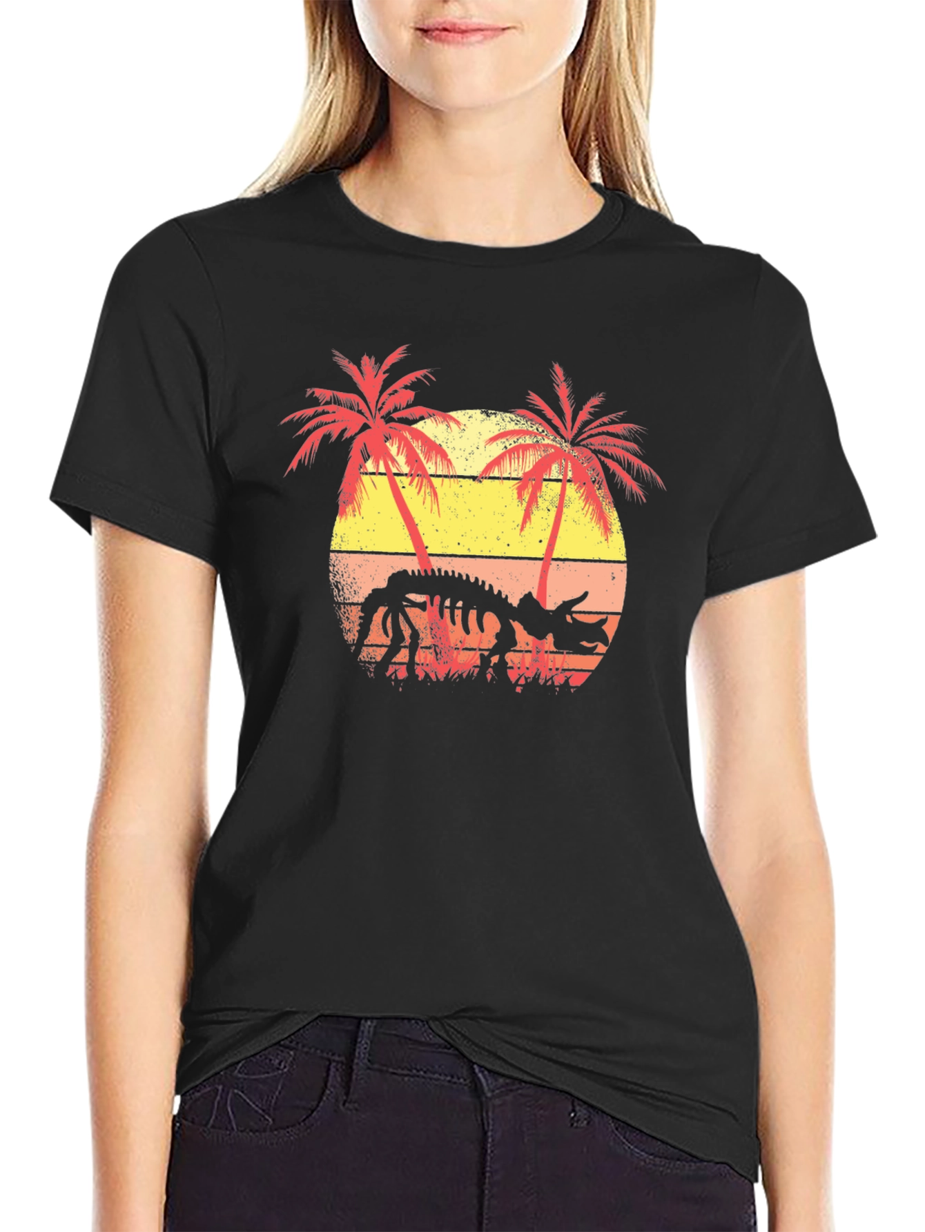 Dinosaur Skeleton Sunset T-Shirt