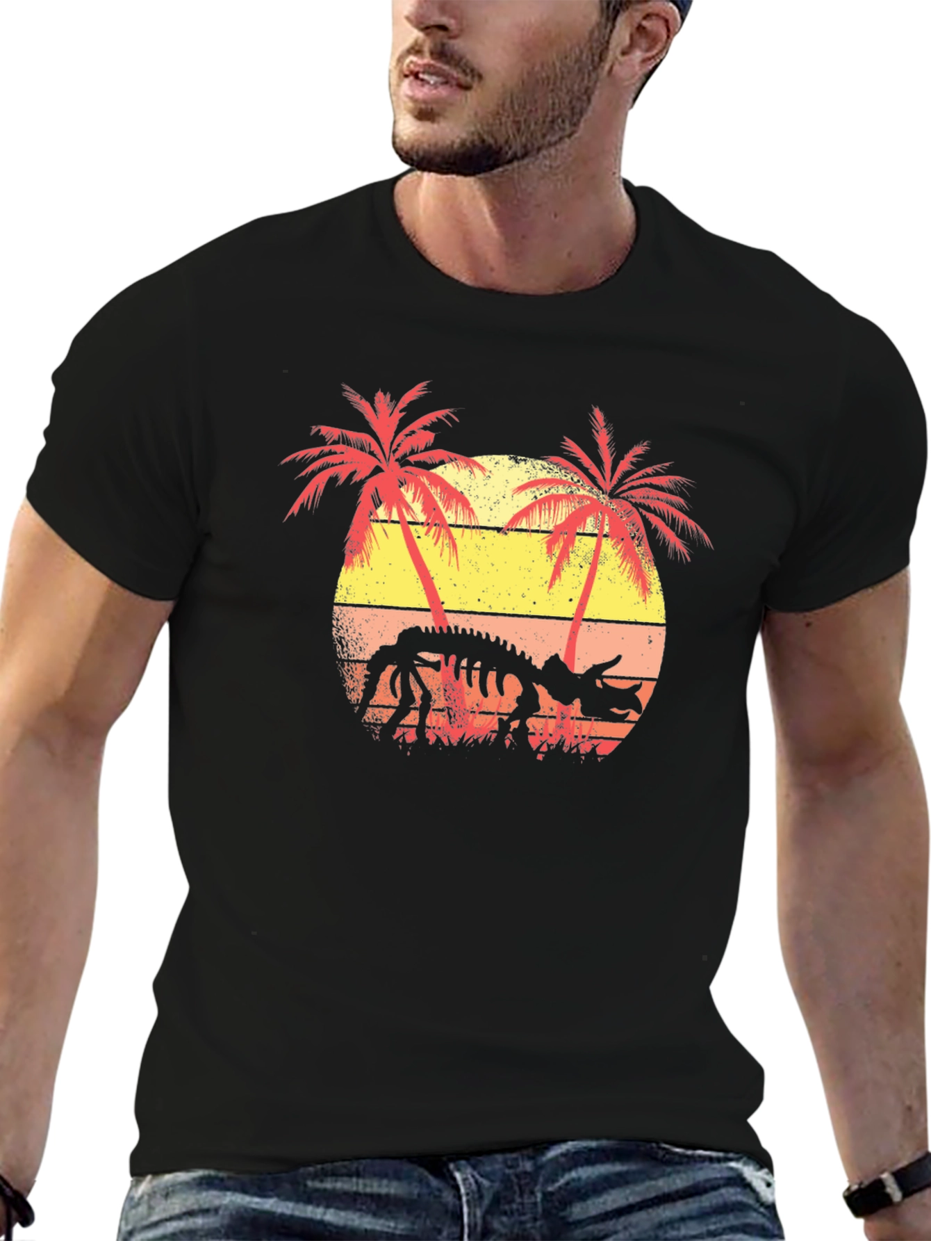 Dinosaur Skeleton Sunset T-Shirt