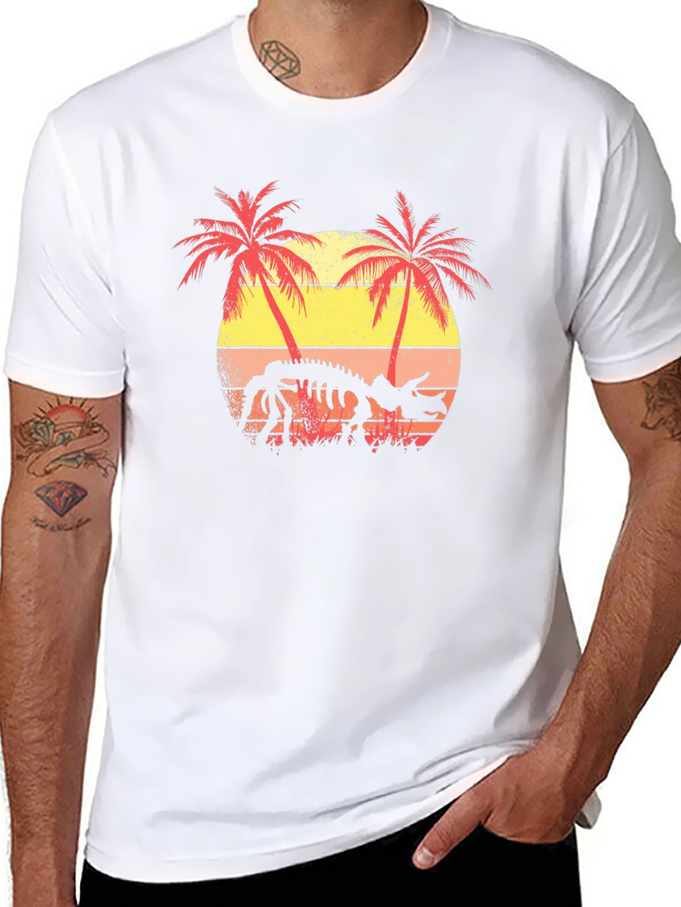 Dinosaur Skeleton Sunset T-Shirt