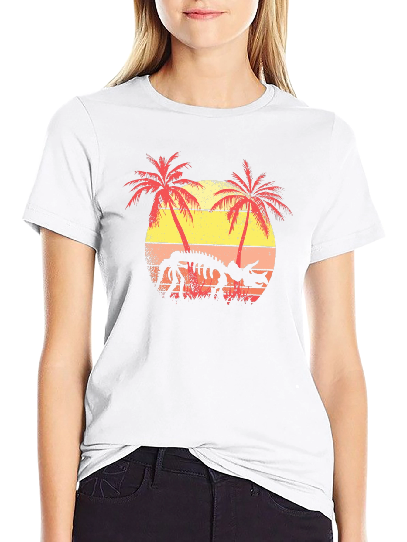 Dinosaur Skeleton Sunset T-Shirt