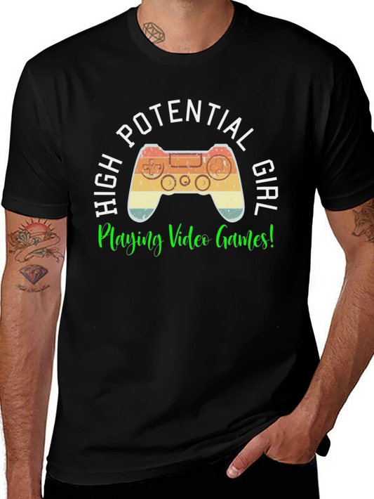 High Potential Girl Gamer T-Shirt - Retro Controller Design