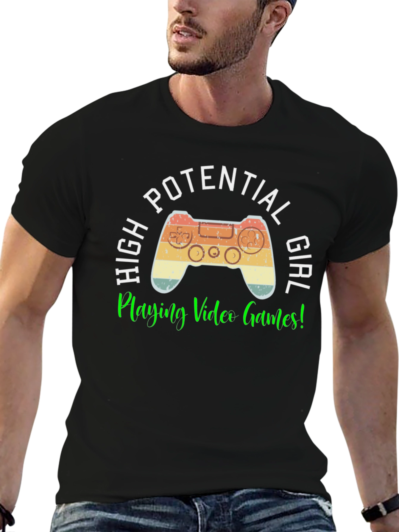 High Potential Girl Gamer T-Shirt - Retro Controller Design