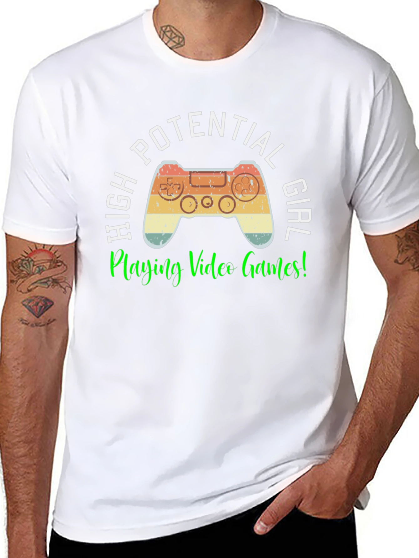 High Potential Girl Gamer T-Shirt - Retro Controller Design