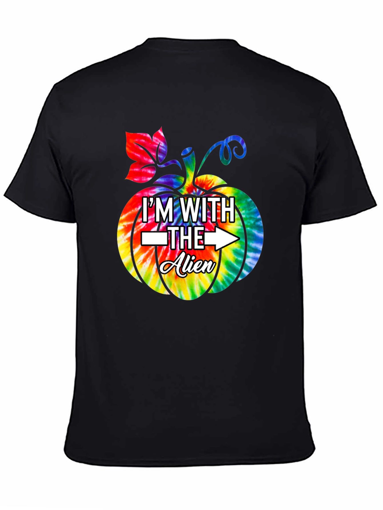 Im With The Alien Tie Dye Pumpkin Halloween T-Shirt