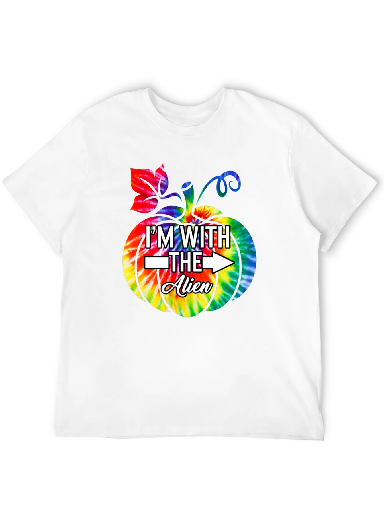 Im With The Alien Tie Dye Pumpkin Halloween T-Shirt