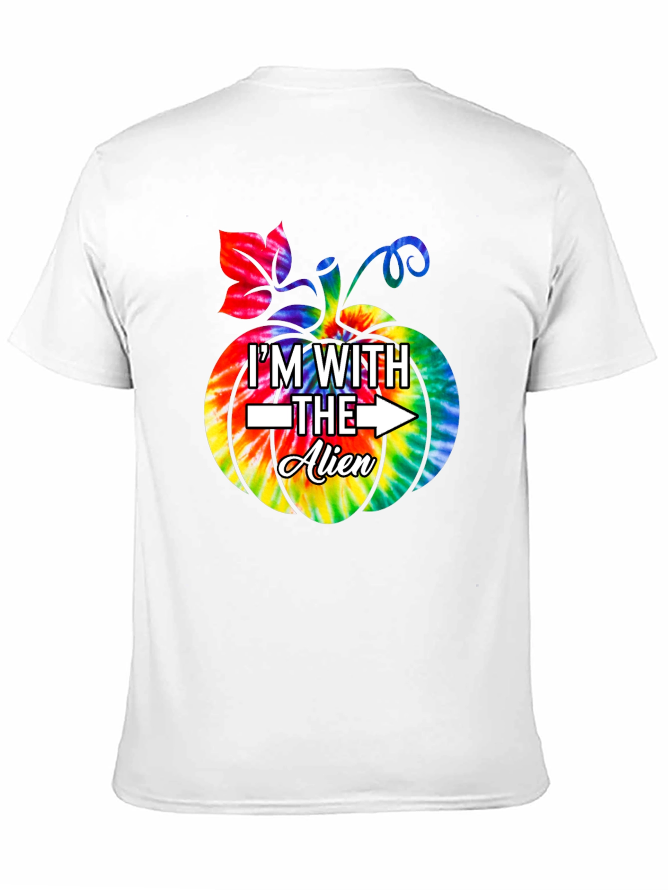 Im With The Alien Tie Dye Pumpkin Halloween T-Shirt