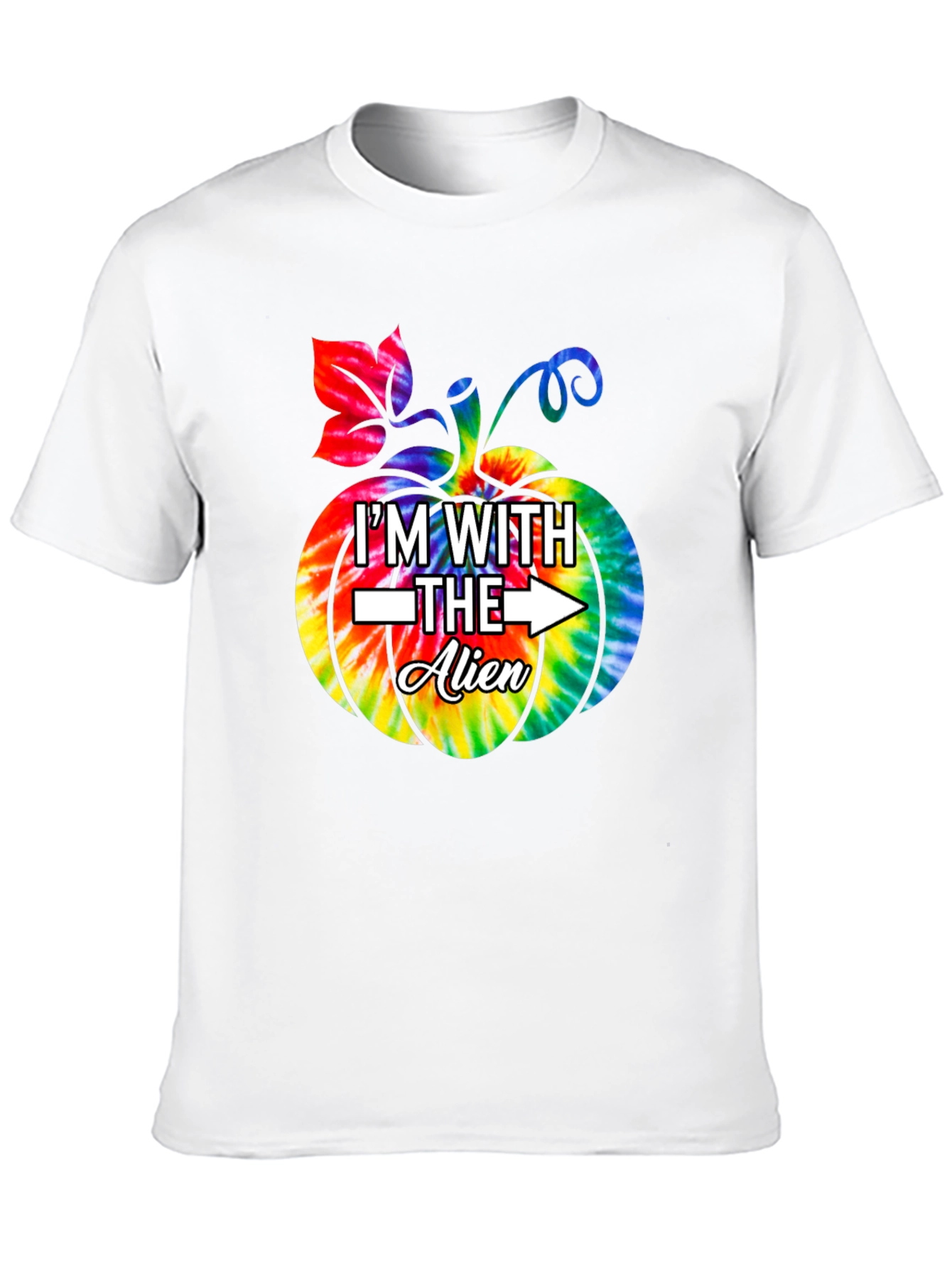 Im With The Alien Tie Dye Pumpkin Halloween T-Shirt