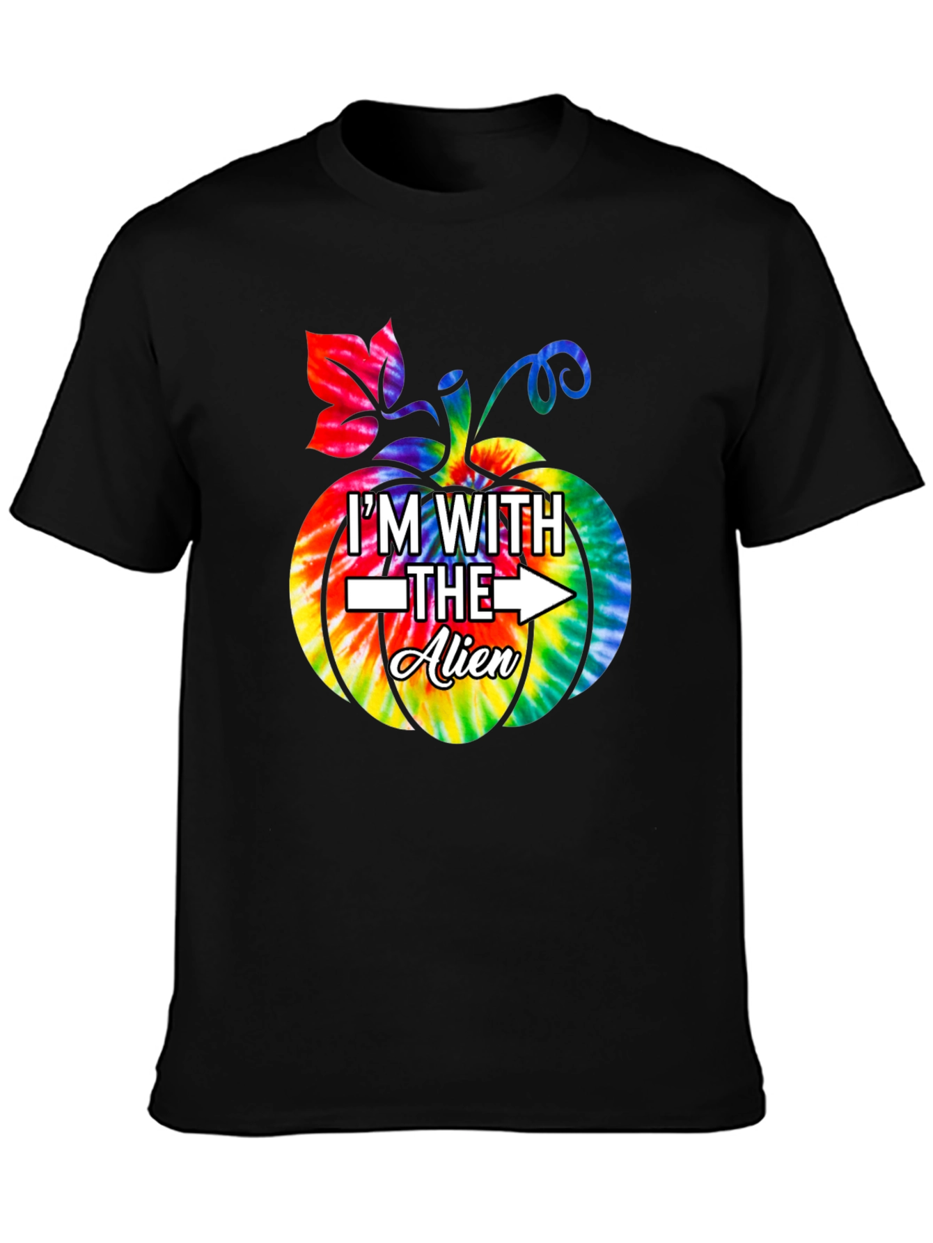 Im With The Alien Tie Dye Pumpkin Halloween T-Shirt