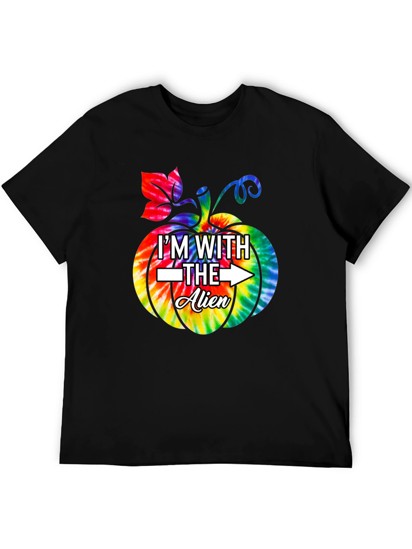 Im With The Alien Tie Dye Pumpkin Halloween T-Shirt