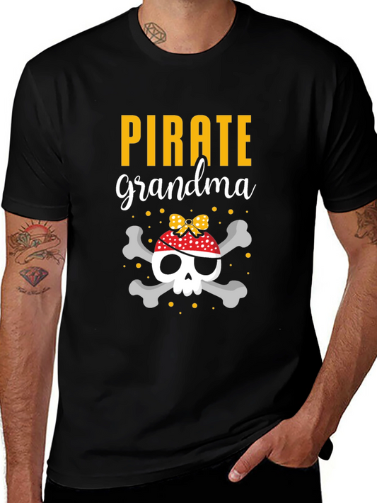 Pirate Grandma Skull T-Shirt - Novelty Tee