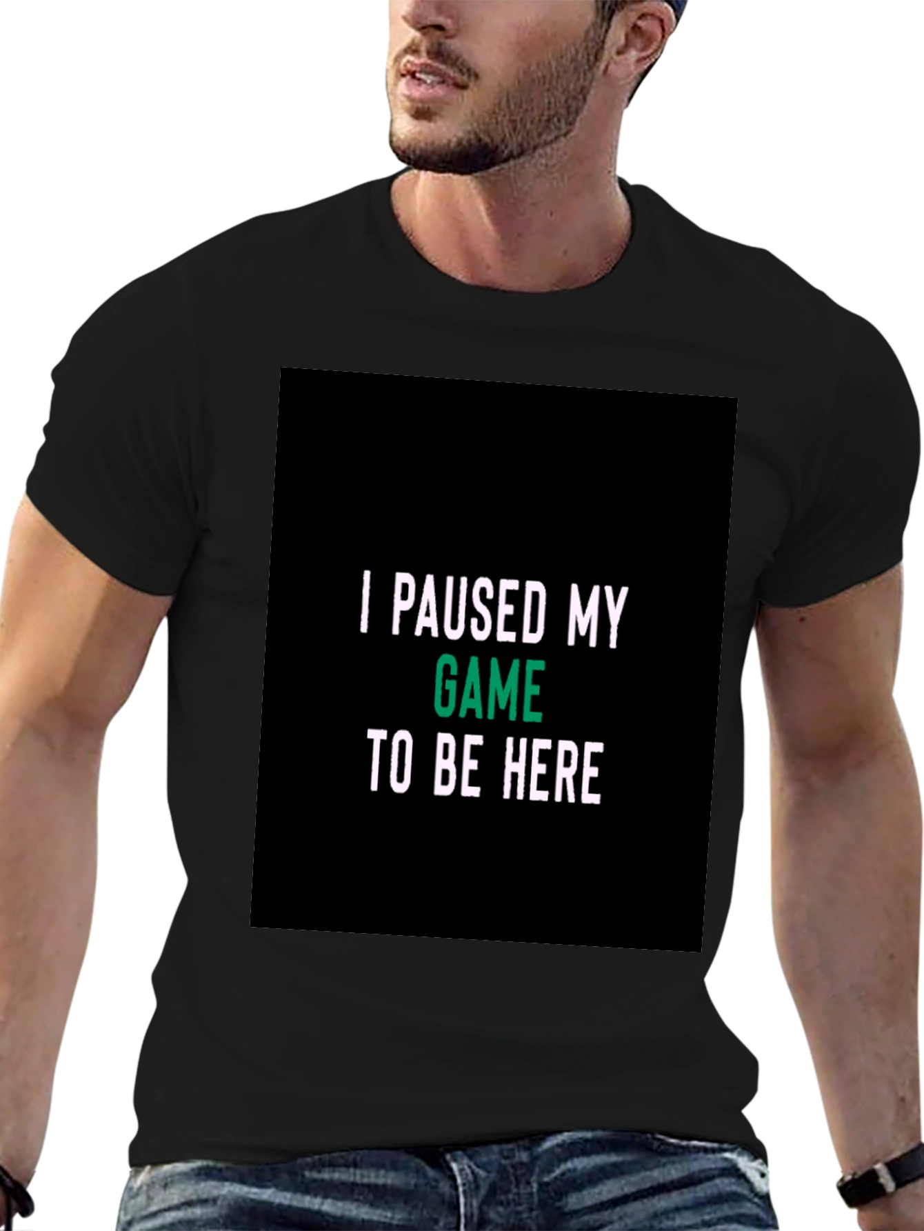 I Paused My Game Black T-Shirt