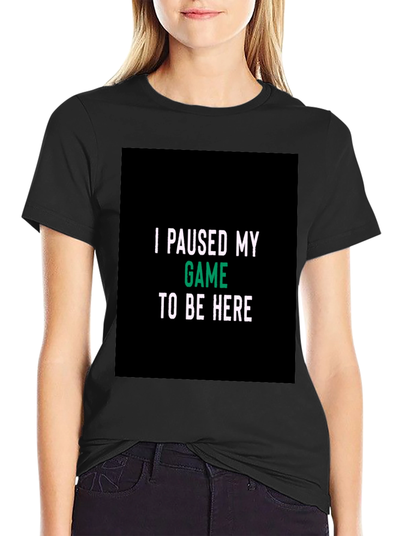 I Paused My Game Black T-Shirt