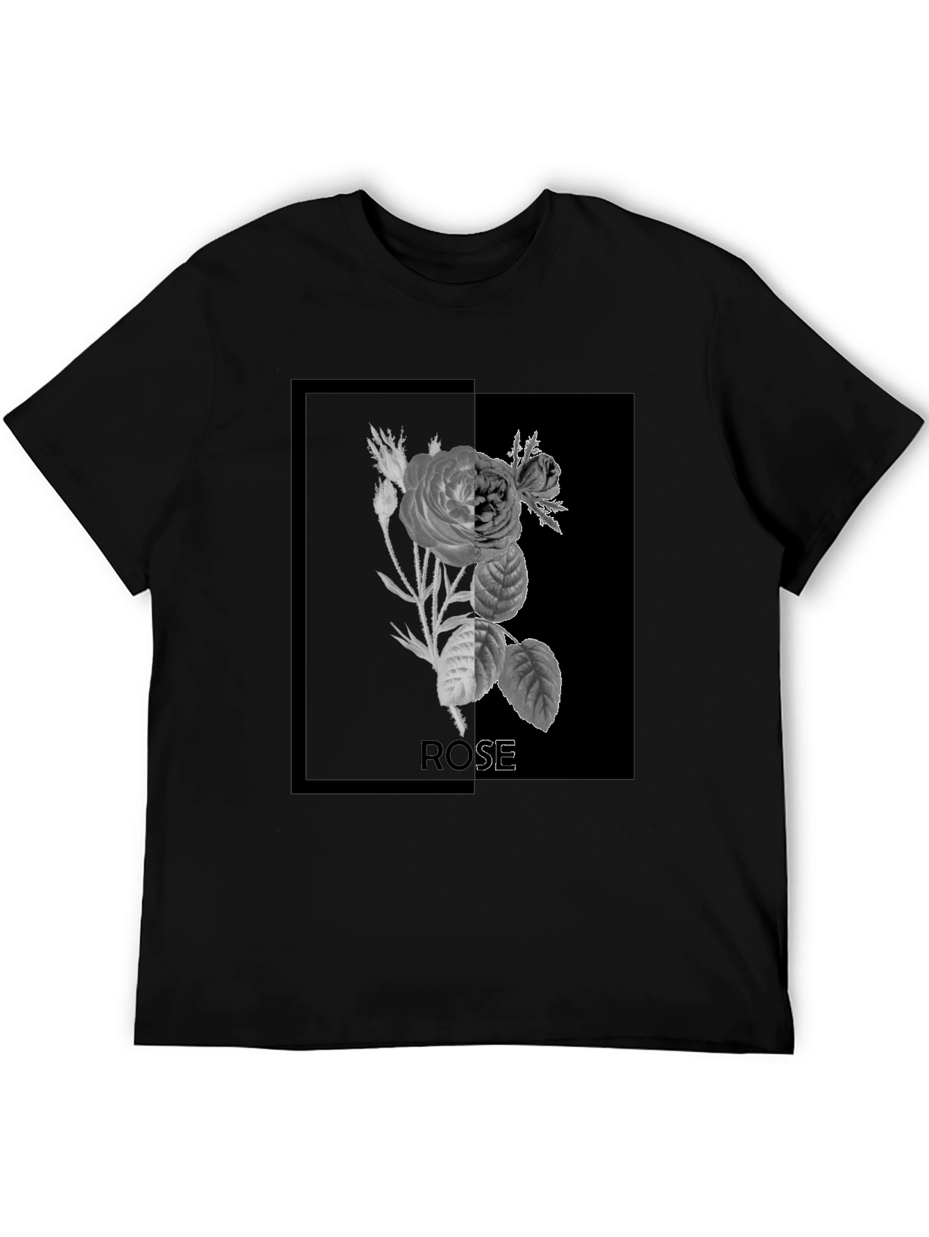 Rose Graphic Print Black T-Shirt