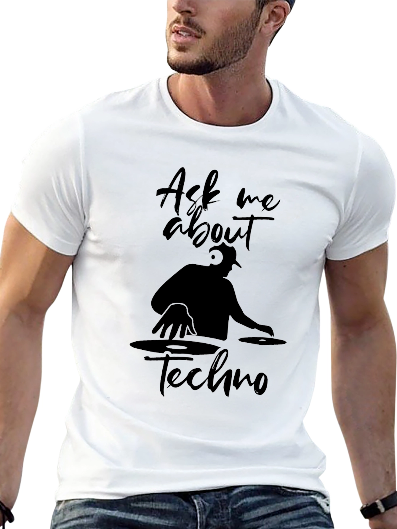 Ask Me About Techno Black T-Shirt