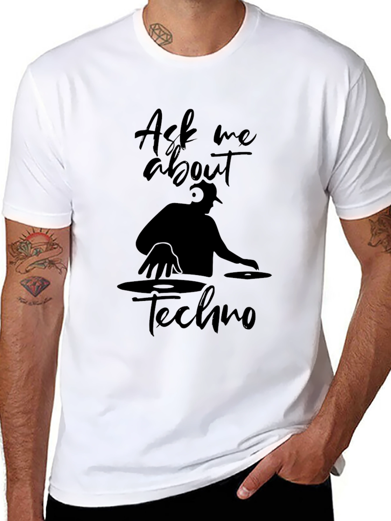 Ask Me About Techno Black T-Shirt