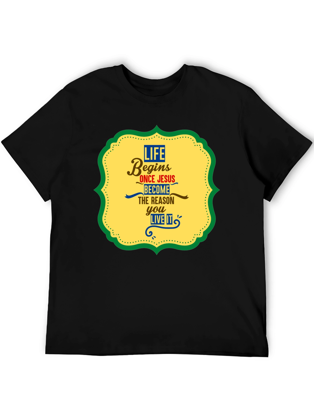 Life Begins With Jesus Graphic Tee - Black