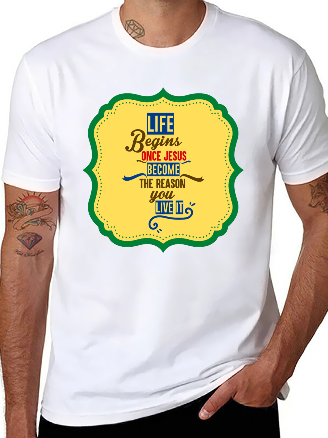 Life Begins With Jesus Graphic Tee - Black
