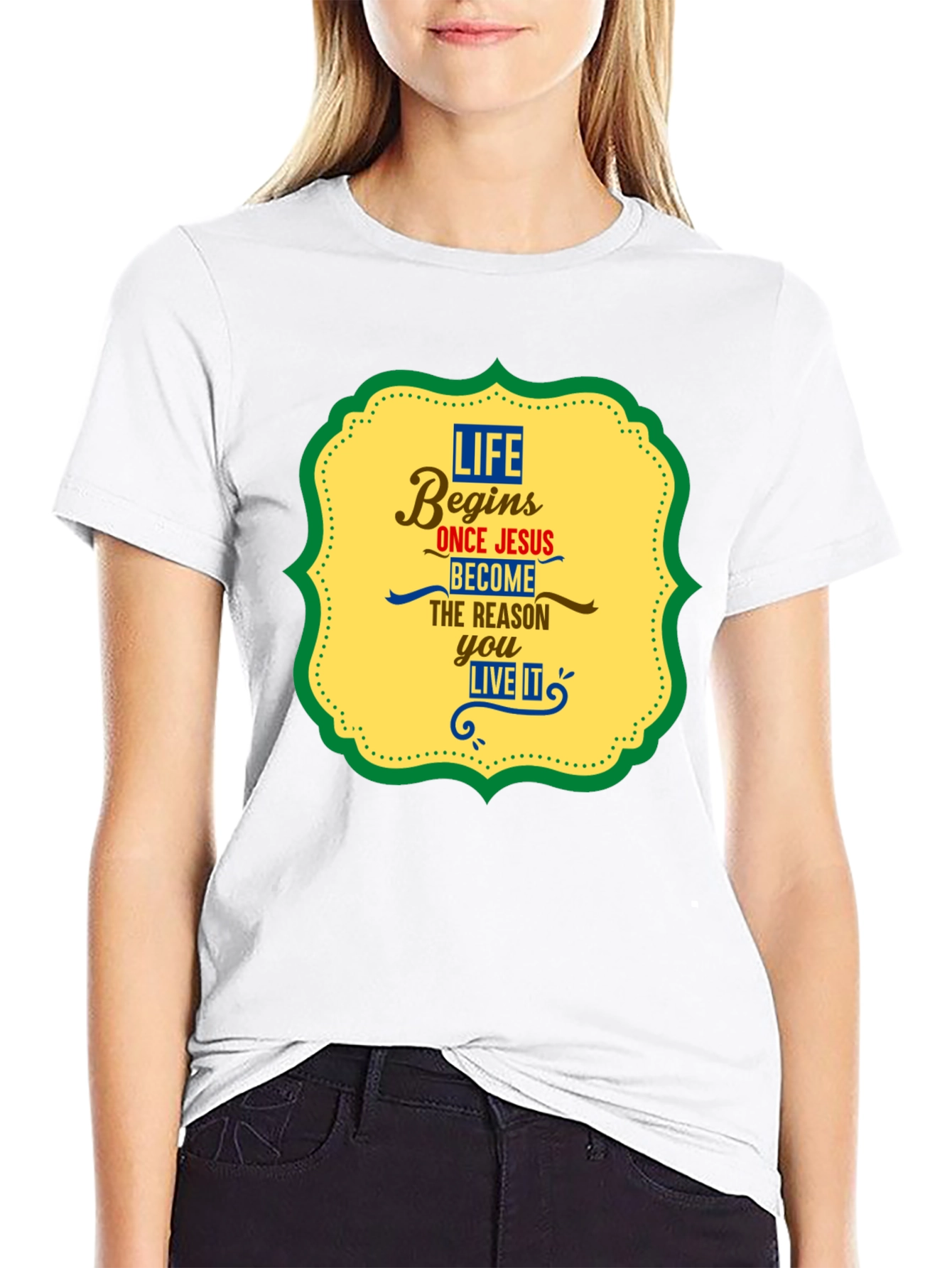 Life Begins With Jesus Graphic Tee - Black