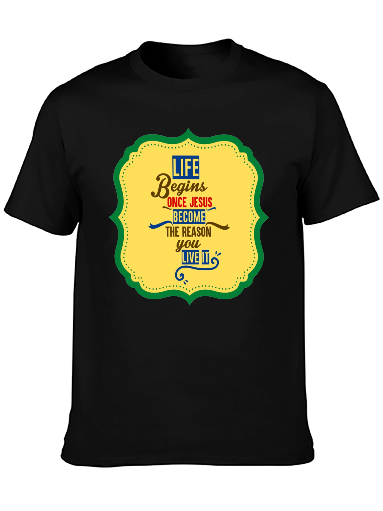 Life Begins With Jesus Graphic Tee - Black