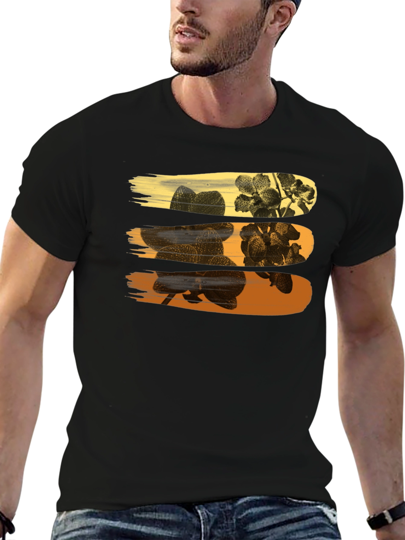 Floral Brushstroke Graphic Tee - Stylish Mens T-Shirt