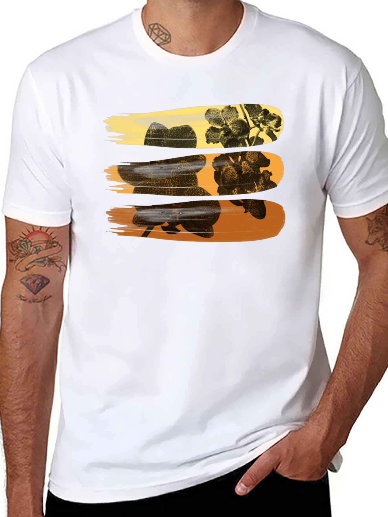 Floral Brushstroke Graphic Tee - Stylish Mens T-Shirt
