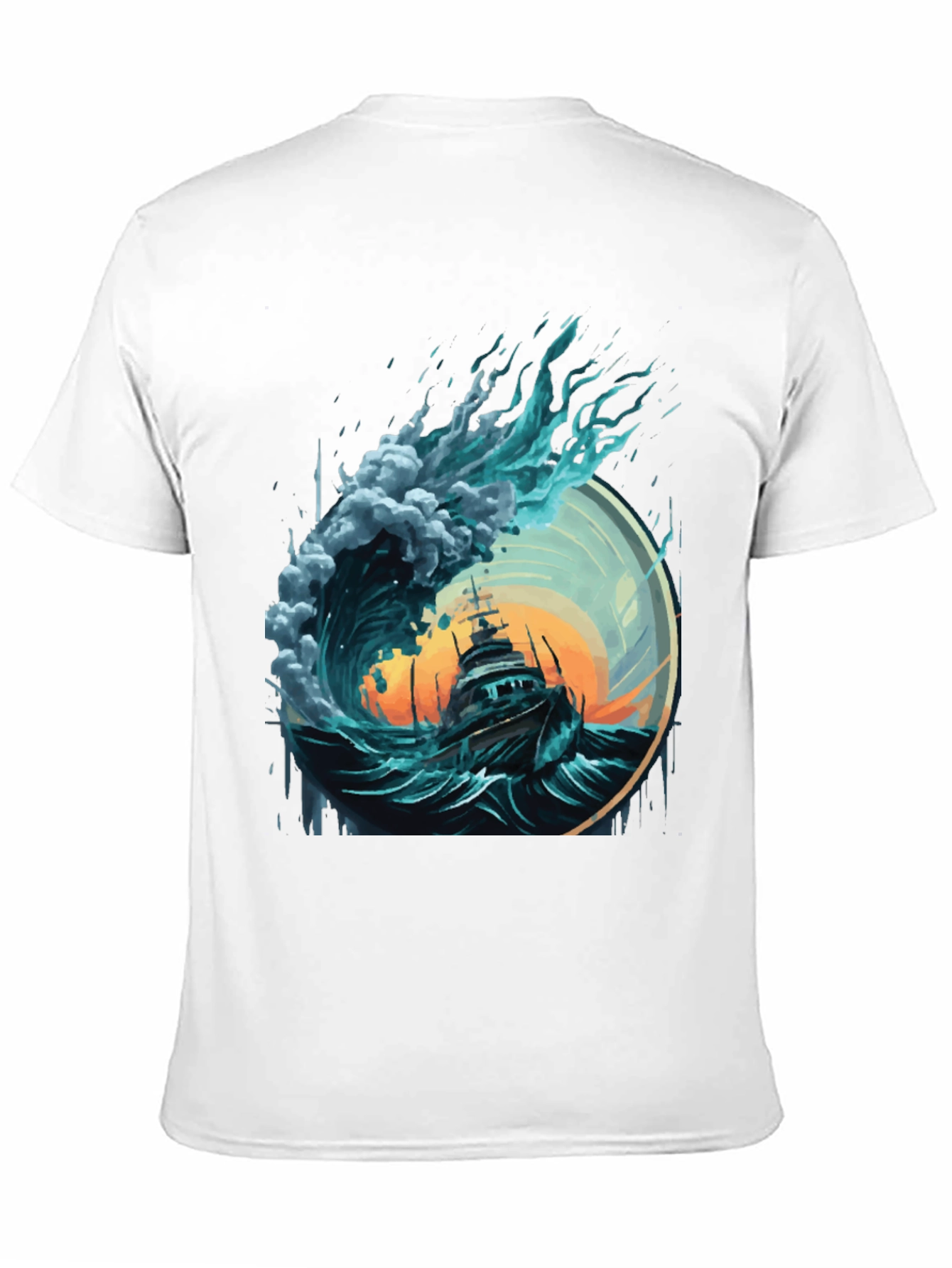 Ocean Wave Ship Graphic Tee - Black