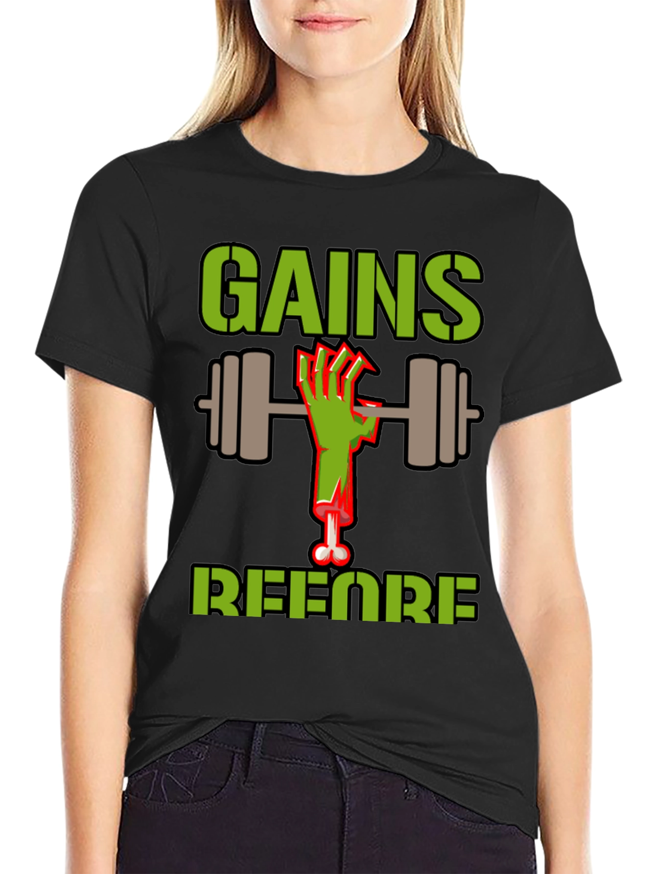 Gains Before Brains Zombie Workout T-Shirt